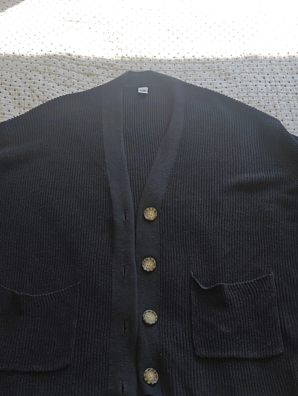 twik Black Button-Front Knit Cardigan